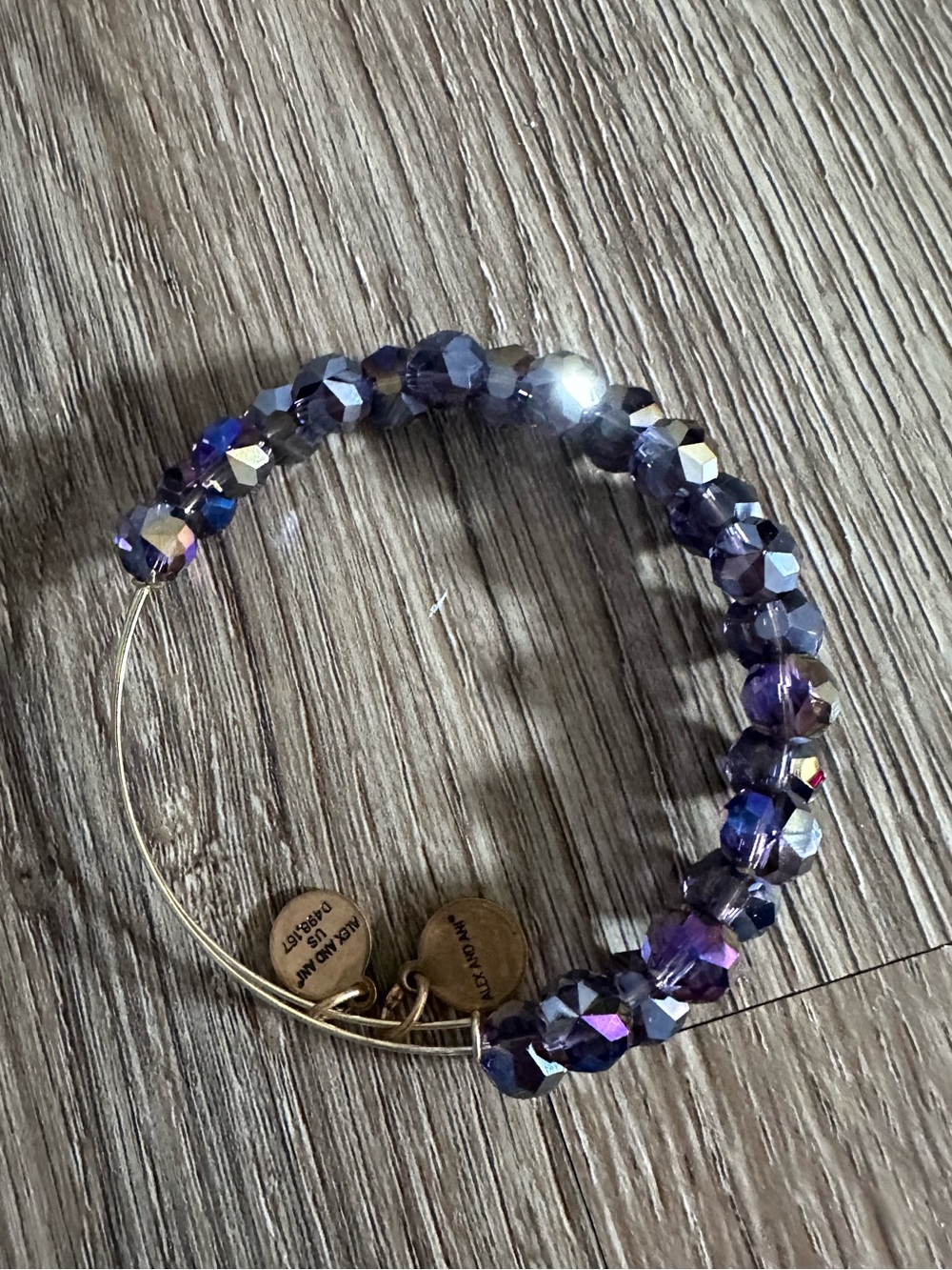 Alex and Ani gold and purple Swarovski bangle